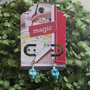 Howelite Skull Earrings Torqouise Look